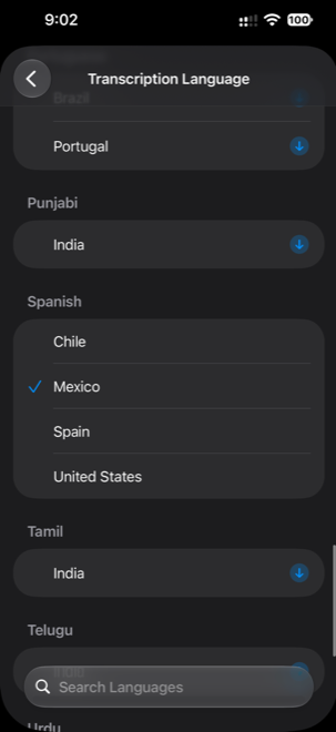 Elige el idioma de transcripción y descárgalo una sola vez.